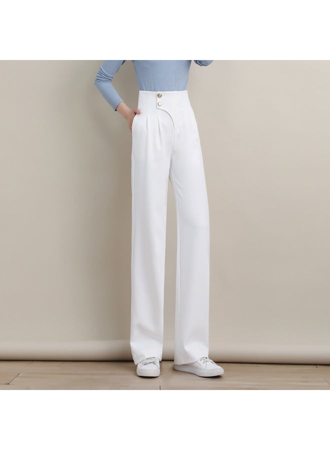 New Autumn High-waisted Wide-leg Pants For Women, Loose Straight Casual Pants, White Pants, Suit Pants - Image 2