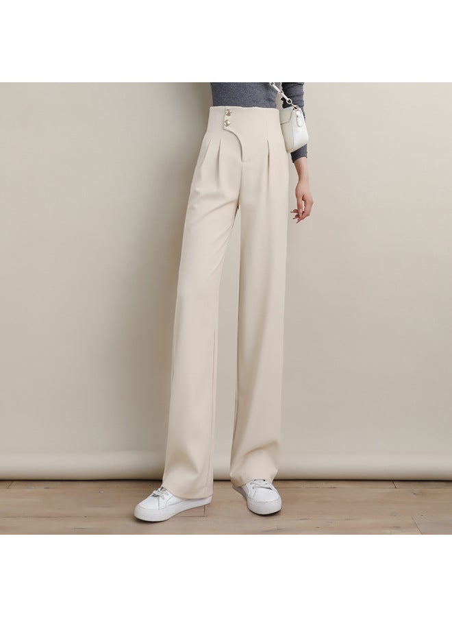 New Autumn High-waisted Wide-leg Pants For Women, Loose Straight Casual Pants, White Pants, Suit Pants - Image 4