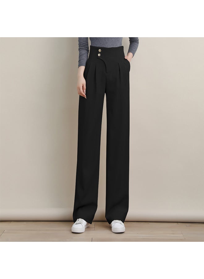 New Autumn High-waisted Wide-leg Pants For Women, Loose Straight Casual Pants, White Pants, Suit Pants - Image 1