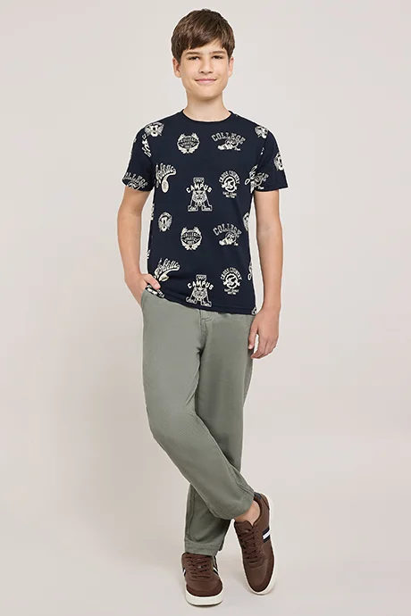 أر أند بي Printed T-Shirt With Crew Neck and Short Sleeves