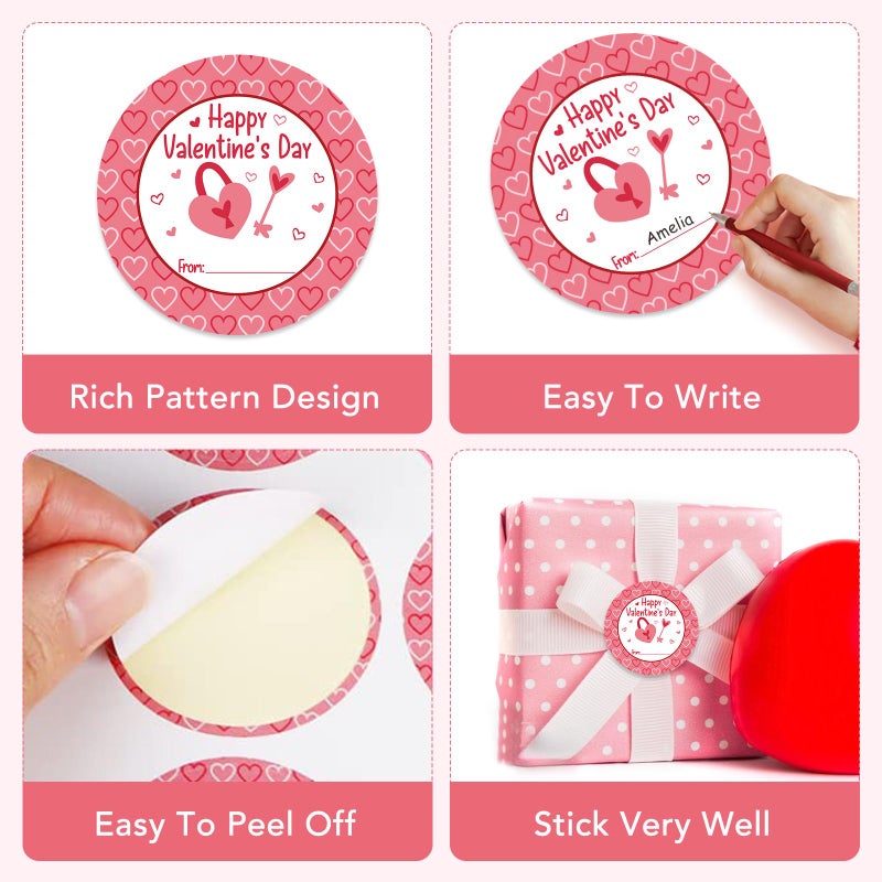 FLYAB 72pcs Happy Valentines Day Stickers - Valentine's Day Stickers Gift Tags 1.5" Valentine Day Labels Present Sticker for Envelope Seals Cards Scrapbooking Valentine Party Favor Decorations - Image 3