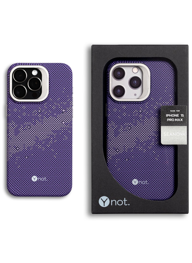 YNOT MagSafe carbon fiber protection case with camera stand for iPhone 16 Pro Max - purple - Image 2