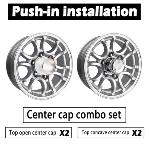 Rheedal 4Pcs 4.25inch Trailer Wheel Center Caps Push Through Center Hub Cap for Truck SUV RV Wheel Rim, Combination of Concave and Open End Chrome Wheel Hub Covers - Image 4