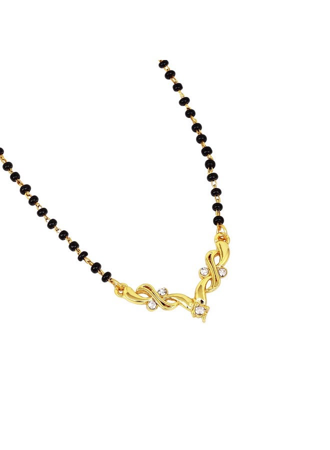 Estele Jewellery For Women Gold Plated Traditional Mangalsutra Necklace with White Austrian Crystals for Women-EMS15010084 NK - Image 2