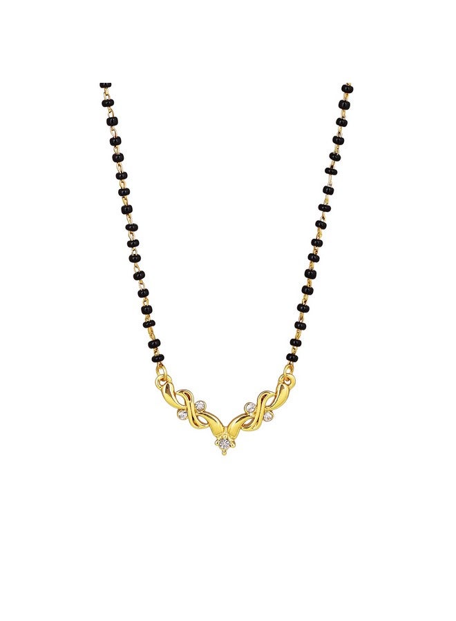 Estele Jewellery For Women Gold Plated Traditional Mangalsutra Necklace with White Austrian Crystals for Women-EMS15010084 NK - Image 1