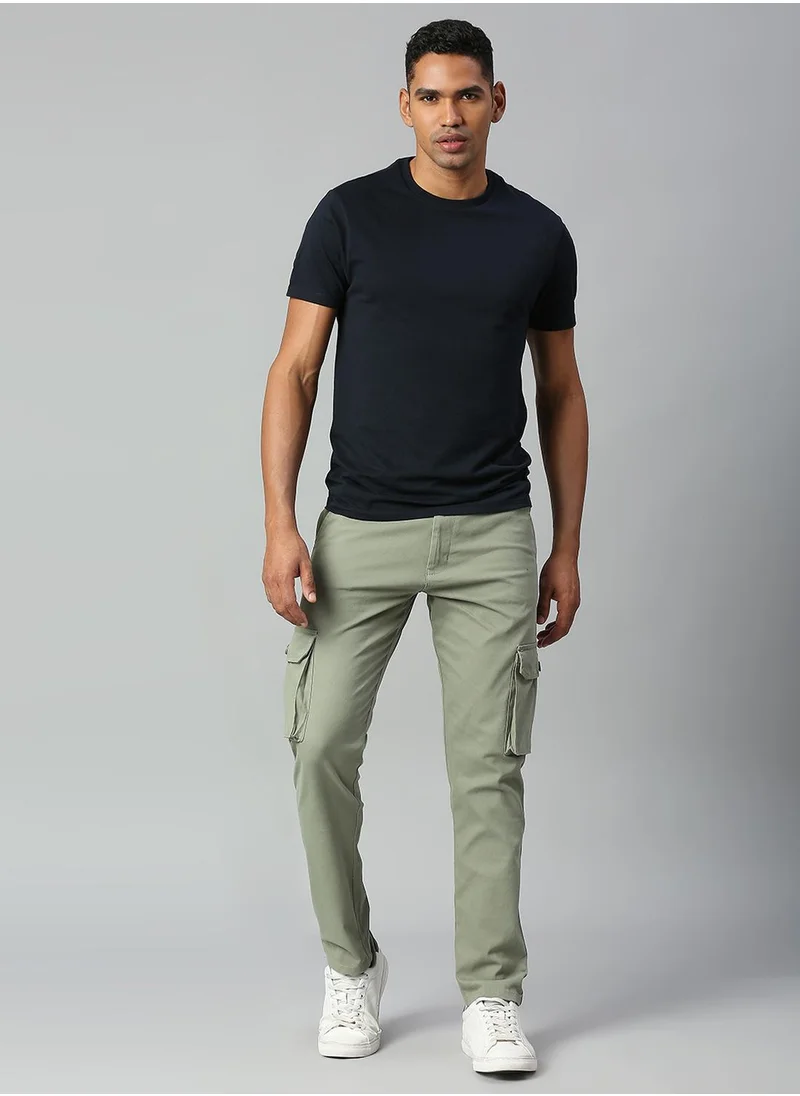 Dennis Lingo Men's Sage Tapered Fit Cargo Trousers - Durable Cotton, Full-Length