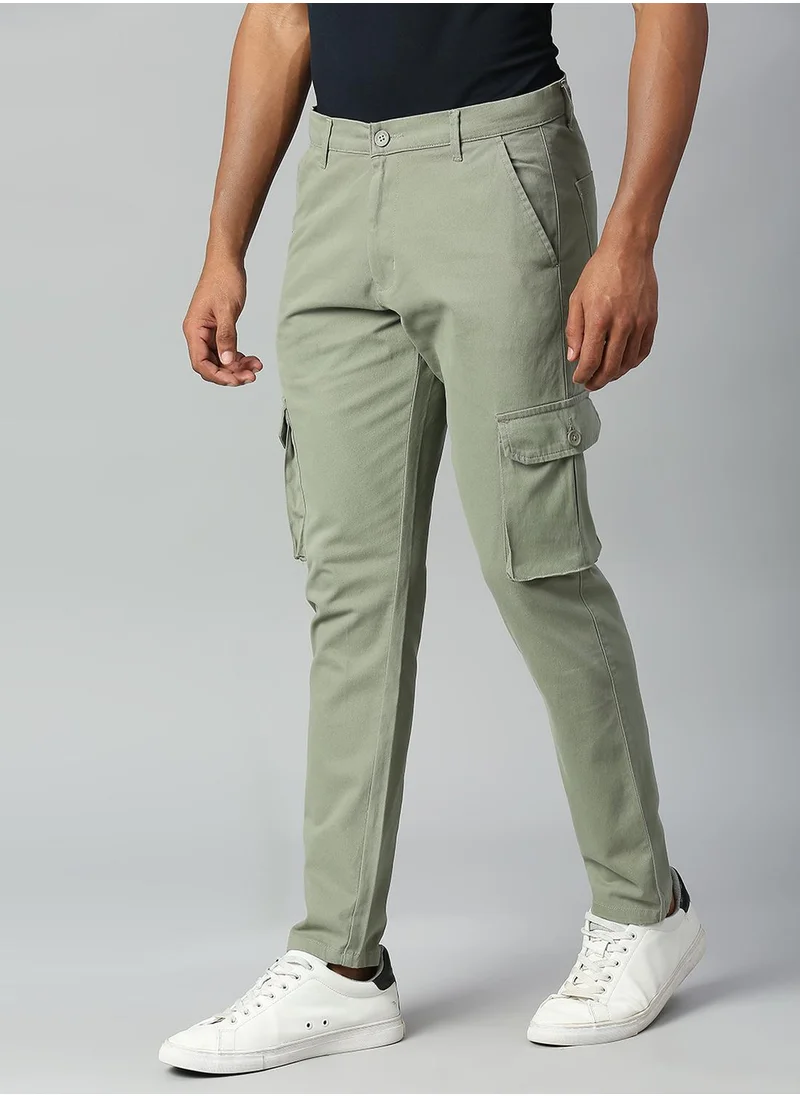 Dennis Lingo Men's Sage Tapered Fit Cargo Trousers - Durable Cotton, Full-Length