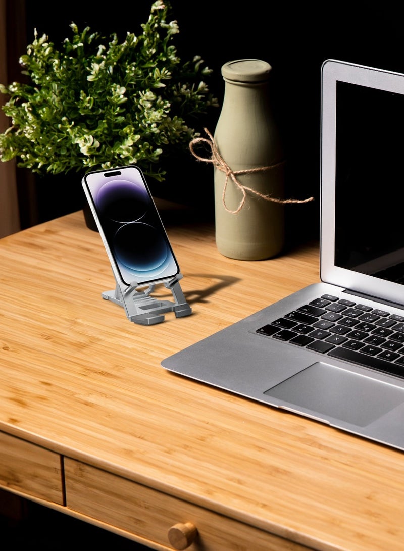 GREEN LION Fold Mate Phone Stand for 4–7" Devices / Dual Height Setting / Universal Compatibility / Compact and Lightweight / Adjustable Angle / Easy Mounting - Grey - Image 2