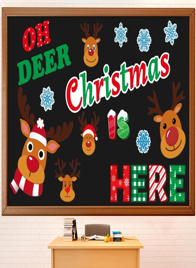 Lonfliness Christmas Bulletin Board Decoration Set Classroom Decoration Oh Deer Bulletin Board Reindeer ELK Snowflake Paper Cutouts for Kids Xmas Winter Holiday School Home Chalkboard Wall Decor - Image 1