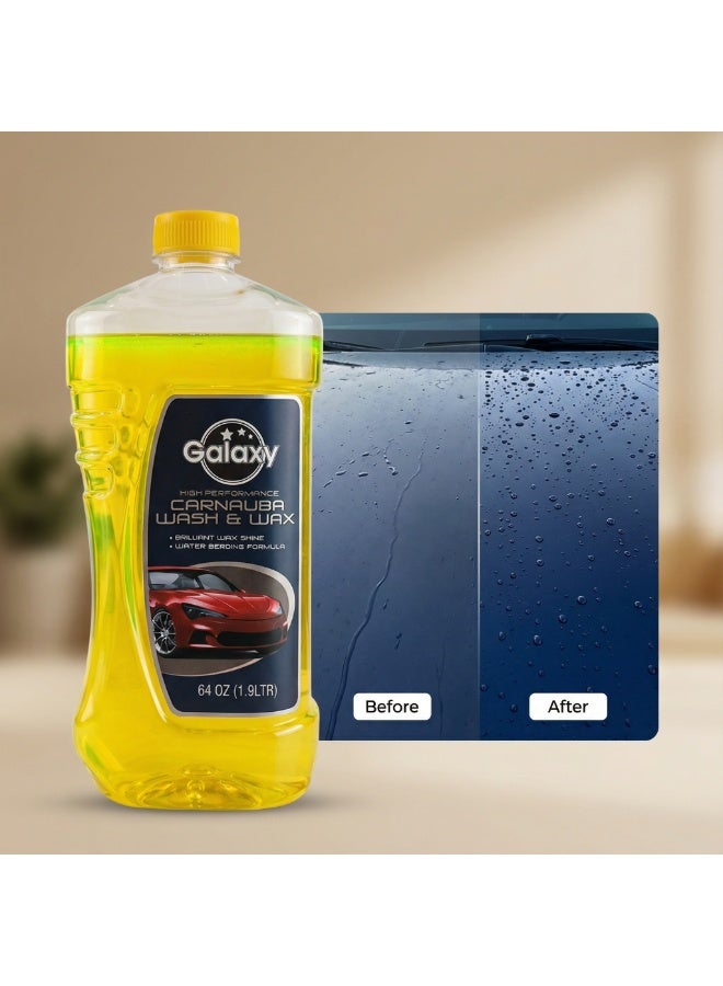 Galaxy Carnauba Wash & Wax Car Shampoo, 64 oz (1.9 L) – High Performance Foaming Cleaner with Brilliant Wax Shine & Water Beading Formula, Safe for Clear Coat - Image 3