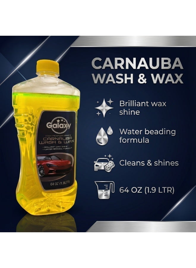 Galaxy Carnauba Wash & Wax Car Shampoo, 64 oz (1.9 L) – High Performance Foaming Cleaner with Brilliant Wax Shine & Water Beading Formula, Safe for Clear Coat - Image 4