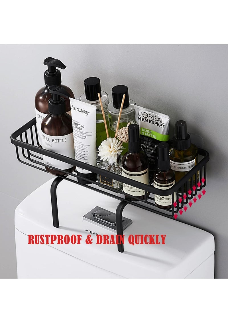 ميكسد حمام تخزين الرف فوق الحمام ، ترقية منشفة ورقية شامبو تخزين الرف ، لا يحفر الفضاء ، تصميم الجدار ، لاصق قاعدة الفضاء الألومنيوم ( أسود ) - Image 4