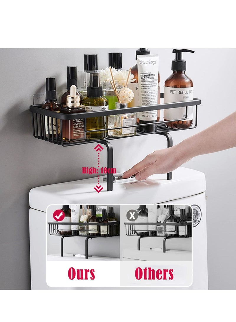 ميكسد حمام تخزين الرف فوق الحمام ، ترقية منشفة ورقية شامبو تخزين الرف ، لا يحفر الفضاء ، تصميم الجدار ، لاصق قاعدة الفضاء الألومنيوم ( أسود ) - Image 5