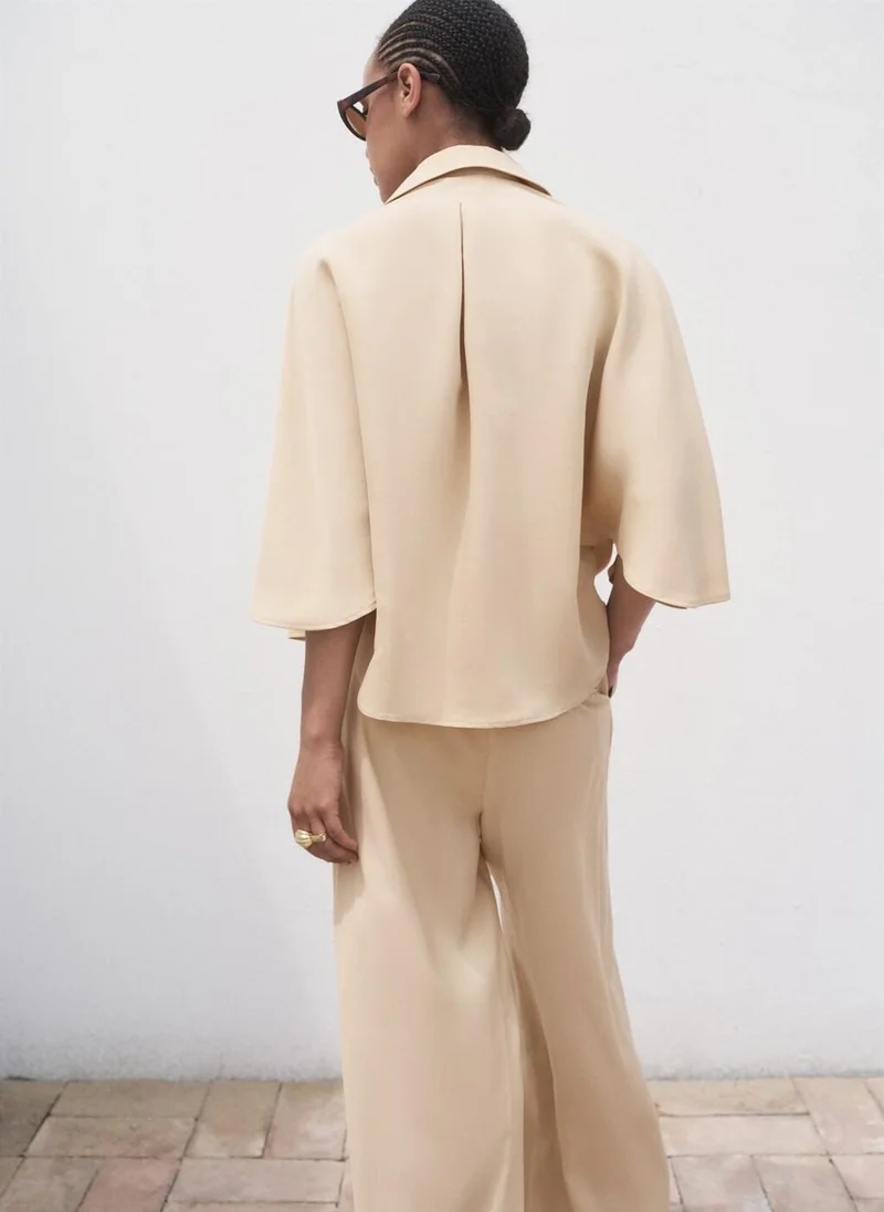 MANGO Oversized three-quarter sleeve shirt