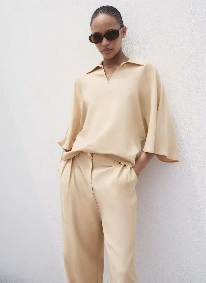 MANGO Oversized three-quarter sleeve shirt