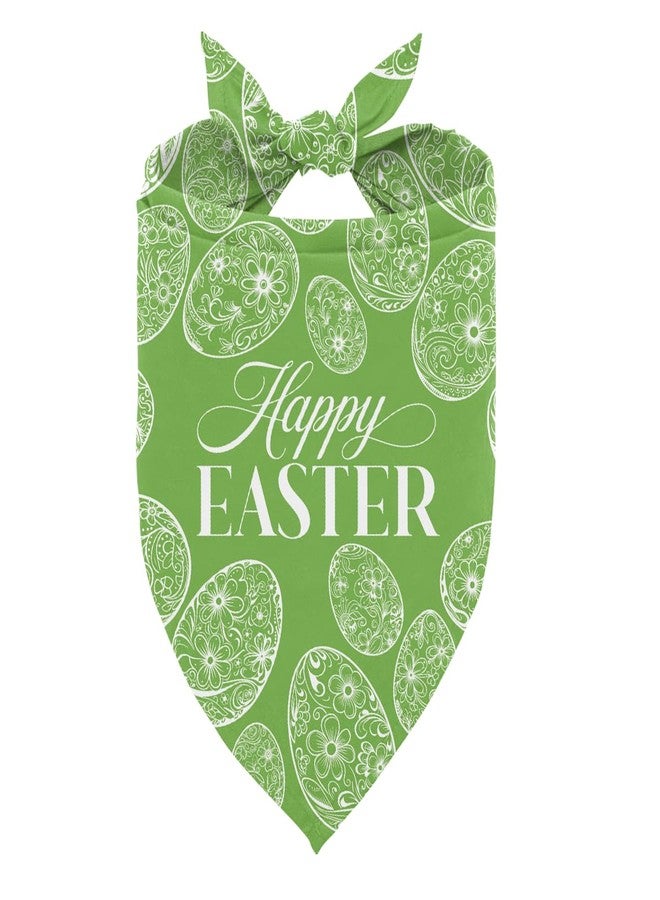ZPPRJF Happy Easter Dog Bandana, Easter Eggs Print Triangle Green Pet Scarf, Adjustable Comfortable Pet Accessories for Small Medium Dogs, Holiday Puppy Dog Kerchief Gifts - Image 1