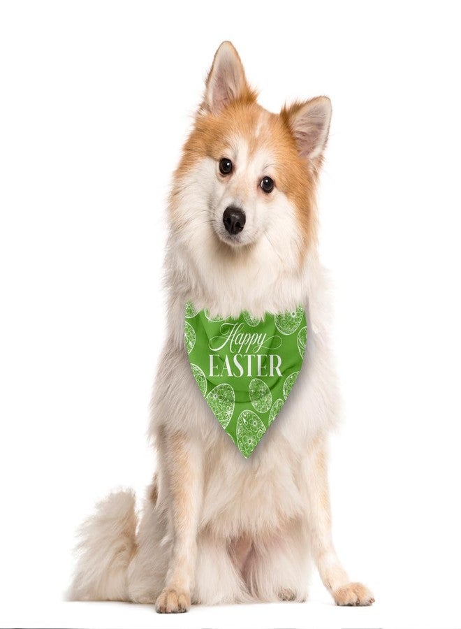 ZPPRJF Happy Easter Dog Bandana, Easter Eggs Print Triangle Green Pet Scarf, Adjustable Comfortable Pet Accessories for Small Medium Dogs, Holiday Puppy Dog Kerchief Gifts - Image 4