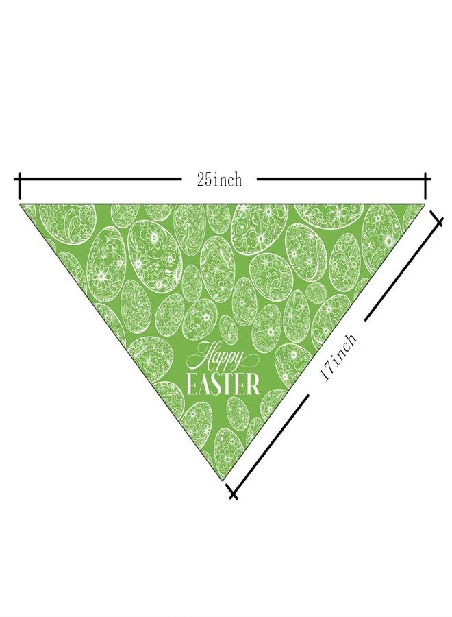 ZPPRJF Happy Easter Dog Bandana, Easter Eggs Print Triangle Green Pet Scarf, Adjustable Comfortable Pet Accessories for Small Medium Dogs, Holiday Puppy Dog Kerchief Gifts - Image 2