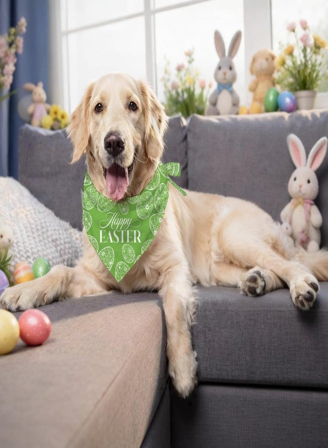 ZPPRJF Happy Easter Dog Bandana, Easter Eggs Print Triangle Green Pet Scarf, Adjustable Comfortable Pet Accessories for Small Medium Dogs, Holiday Puppy Dog Kerchief Gifts - Image 5