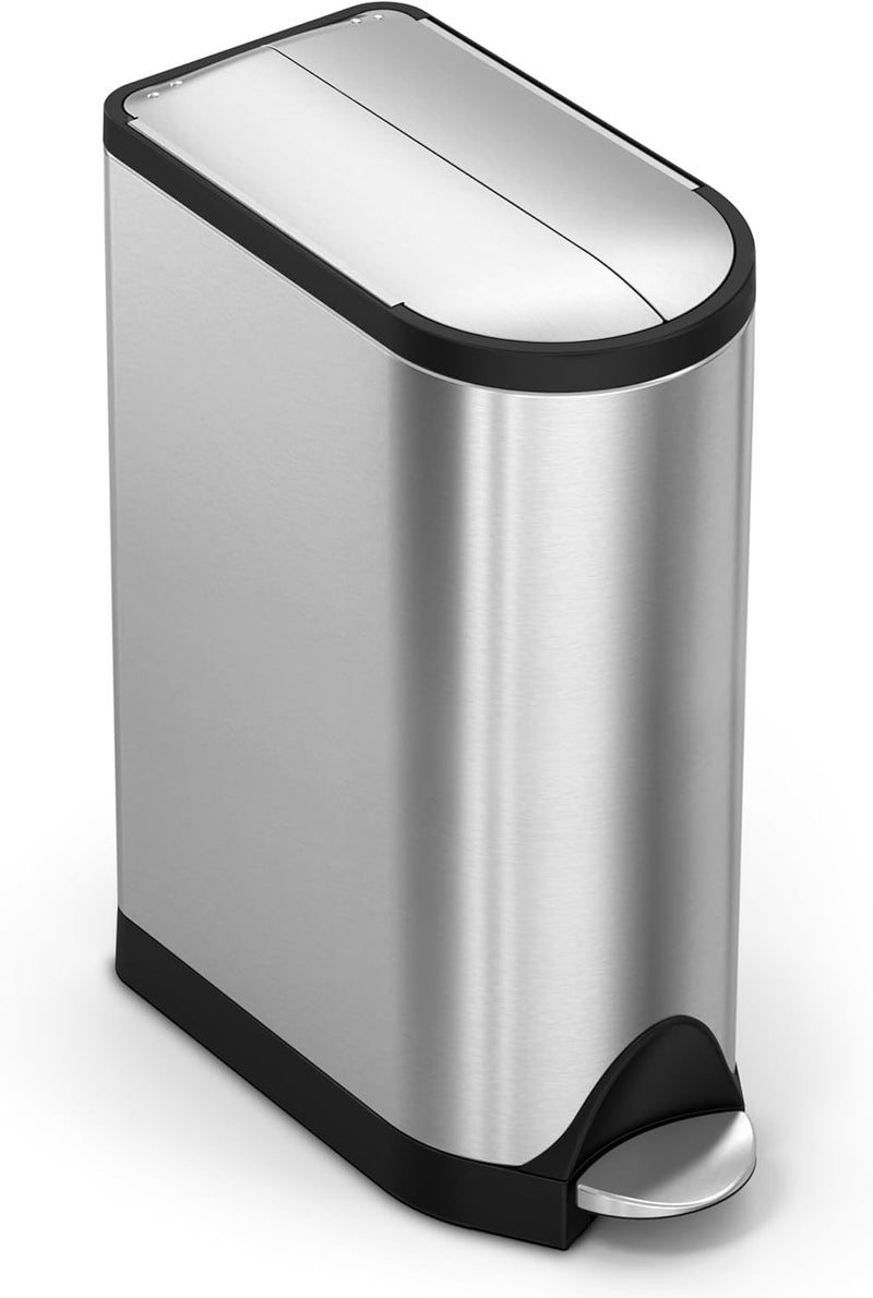 Simple Human 18 Liter / 4.8 Gallon Butterfly Lid Kitchen Step Trash Can, Brushed Stainless Steel - Image 1