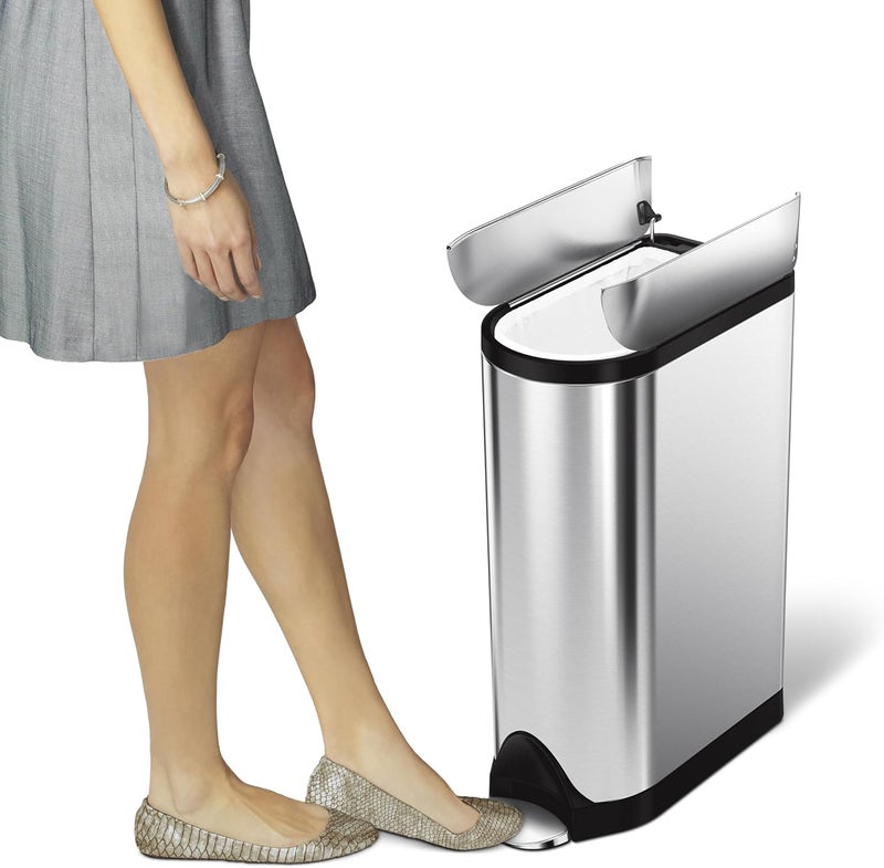 Simple Human 18 Liter / 4.8 Gallon Butterfly Lid Kitchen Step Trash Can, Brushed Stainless Steel - Image 3