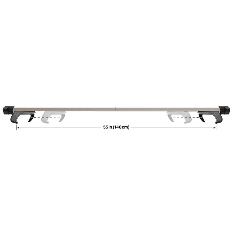 CargoLoc 2-Piece 60" Collapsible Aluminum Roof Top Cross Bar Set â€“ Fits Maximum 55â€ Span Across Existing Raised Side Rails with Gap â€“ Features Keyed Locking Mechanism - Image 2