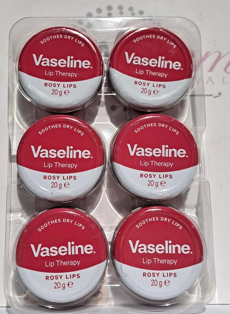 Vaseline Six Pcs Lip Therapy Rosy Lips Soothes Dry Lips 6*20gm - Image 2