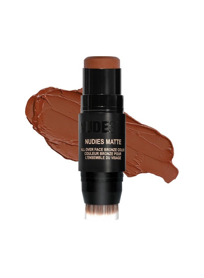 NUDESTIX Nudies Matte Cream Bronzer 3In1 All Over Face Colour For Face Eyes And Lips Wblending Brush (Deep Maple Eh) - Image 1