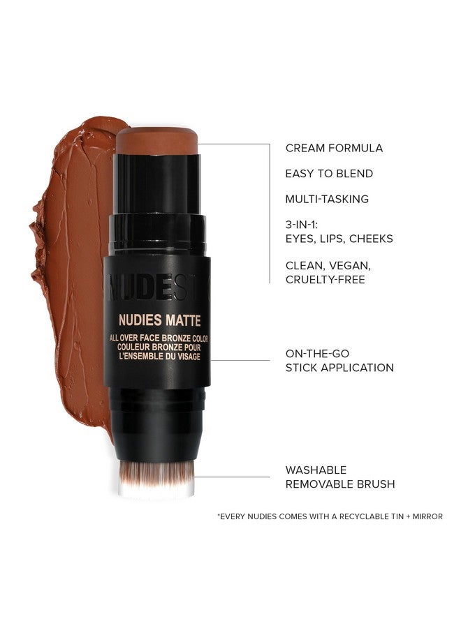 NUDESTIX Nudies Matte Cream Bronzer 3In1 All Over Face Colour For Face Eyes And Lips Wblending Brush (Deep Maple Eh) - Image 5