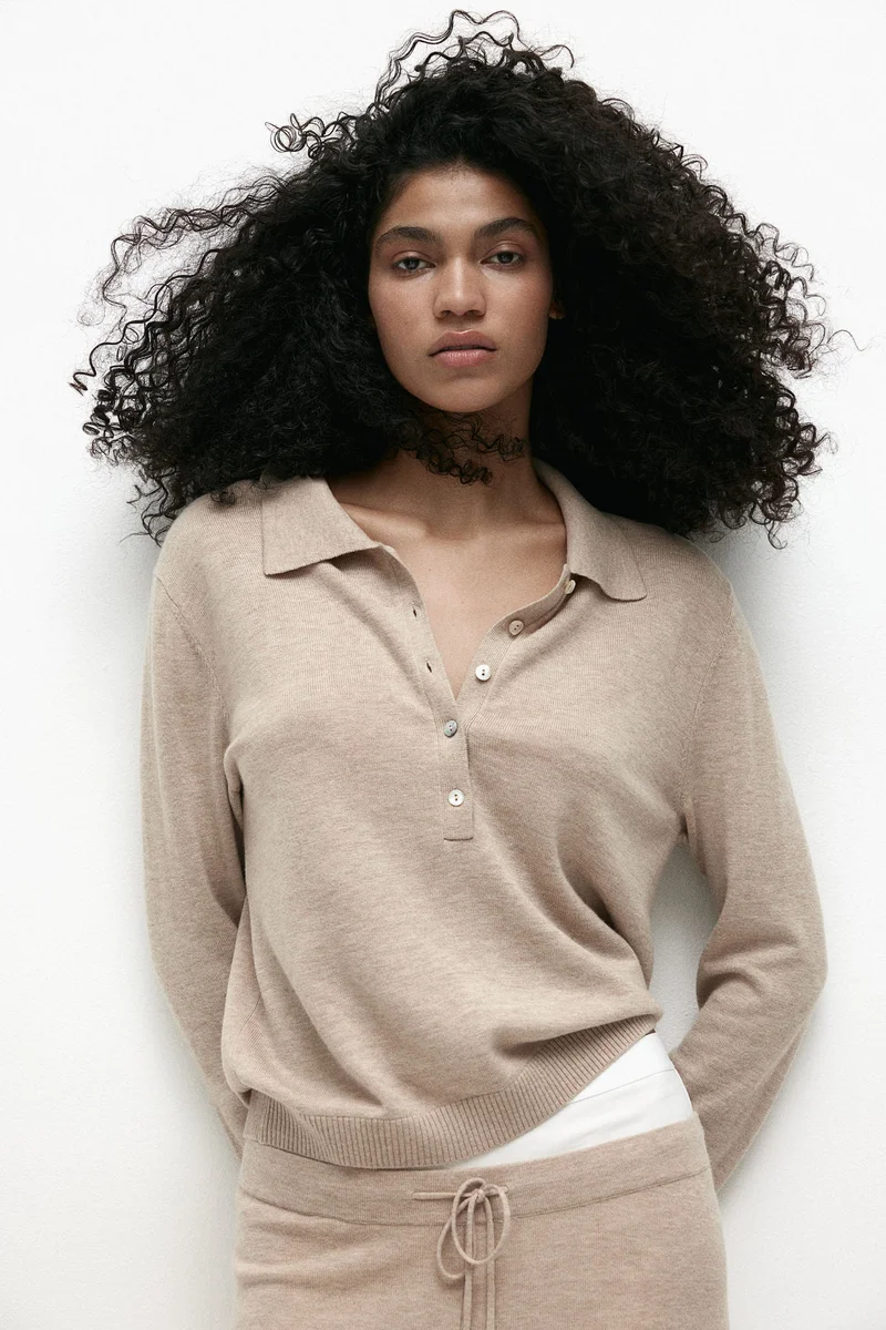 H&M Cashmere-Blend Polo Shirt