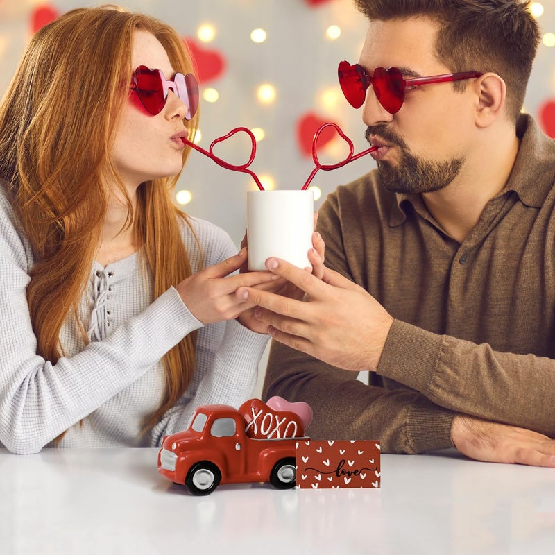 Sm:)e Smile Figurines Set of 3 - Sweet Valentine's Day Gifts for Him Her, Truck Heart Love Card, Indoor Decor Mantle Centerpieces and Tabletop Display - Image 3
