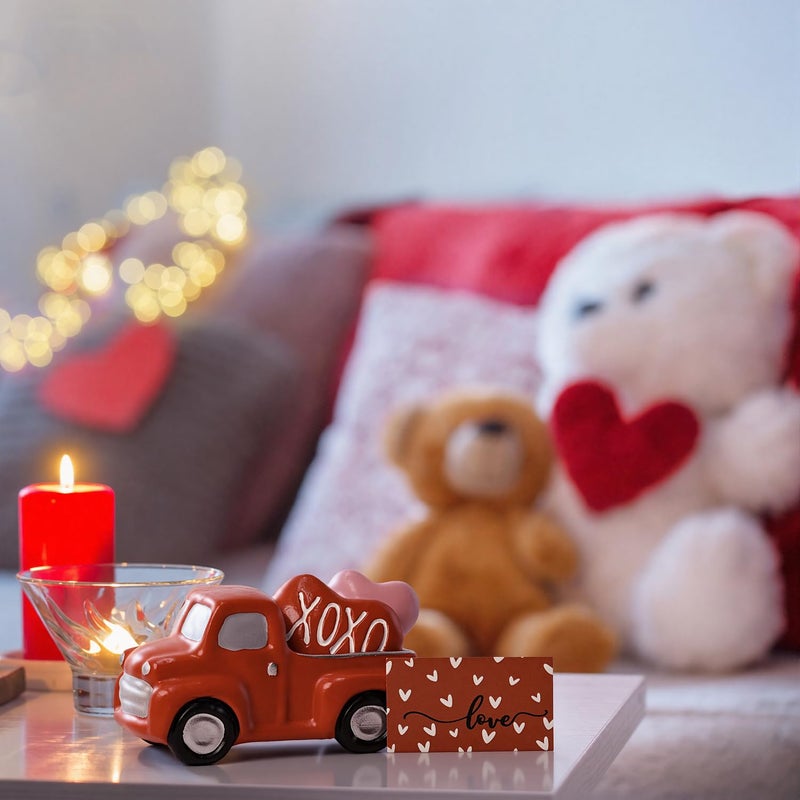 Sm:)e Smile Figurines Set of 3 - Sweet Valentine's Day Gifts for Him Her, Truck Heart Love Card, Indoor Decor Mantle Centerpieces and Tabletop Display - Image 5