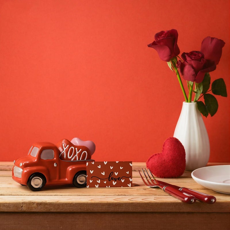 Sm:)e Smile Figurines Set of 3 - Sweet Valentine's Day Gifts for Him Her, Truck Heart Love Card, Indoor Decor Mantle Centerpieces and Tabletop Display - Image 4