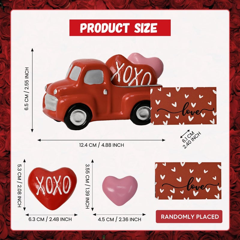 Sm:)e Smile Figurines Set of 3 - Sweet Valentine's Day Gifts for Him Her, Truck Heart Love Card, Indoor Decor Mantle Centerpieces and Tabletop Display - Image 2