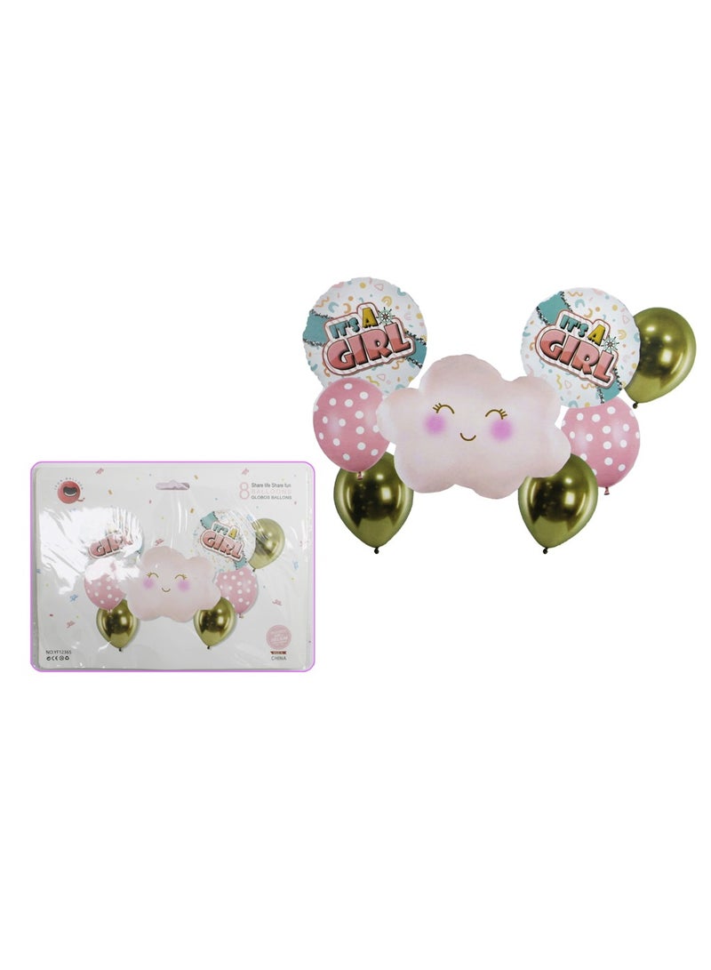 PARTY FUN It's A Girl Balloons Set of 8 Welcome the Little Princess with Adorable Pink Elegance  - Image 2