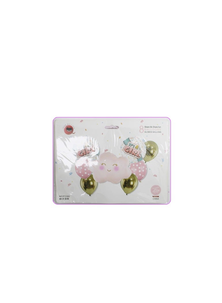 PARTY FUN It's A Girl Balloons Set of 8 Welcome the Little Princess with Adorable Pink Elegance  - Image 3