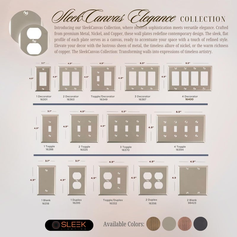 Sleeklighting Brushed Nickel Outlet Covers And Switch Plates-Decorative Wall Plate Light Switch Cover Flat -Variety Of Styles: Decorator/Duplex/Toggle / & Combo-Size: 1 Gang Duplex (4Pack) - Image 3