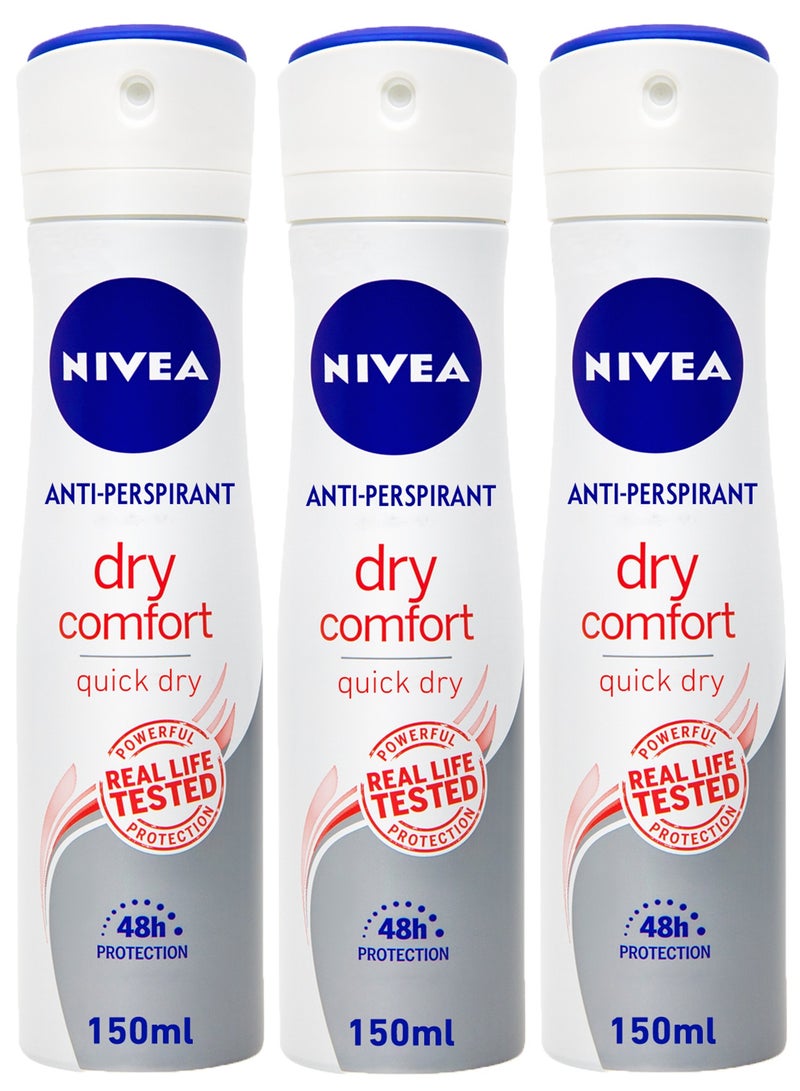 Nivea Antiperspirant Spray Dry Comfort Quick Dry Pack of 3 - Image 1