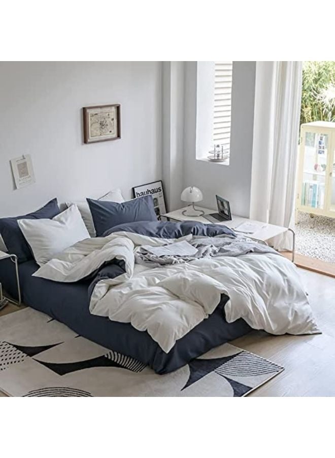 جيجي طقم أغطية سرير مكون من 4 قطع مقاس مفرد ناعم وقابل للتنفس وقابل للعكس، طقم سرير رائع وصديق للبشرة يتضمن غطاء لحاف أبيض نقي خفيف الوزن مع 1 ملاءة جاهزة باللون الرمادي الداكن و2 كيس وسادة - Image 1