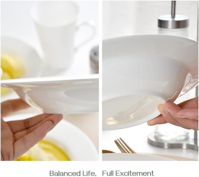 Masroo Soup Bowls, Pasta Bowls Plates, White Salad Bowls Set of 4, Porcelain Wide Rim Bowls, 560ml, Microwave & Dishwasher Safe - Image 5