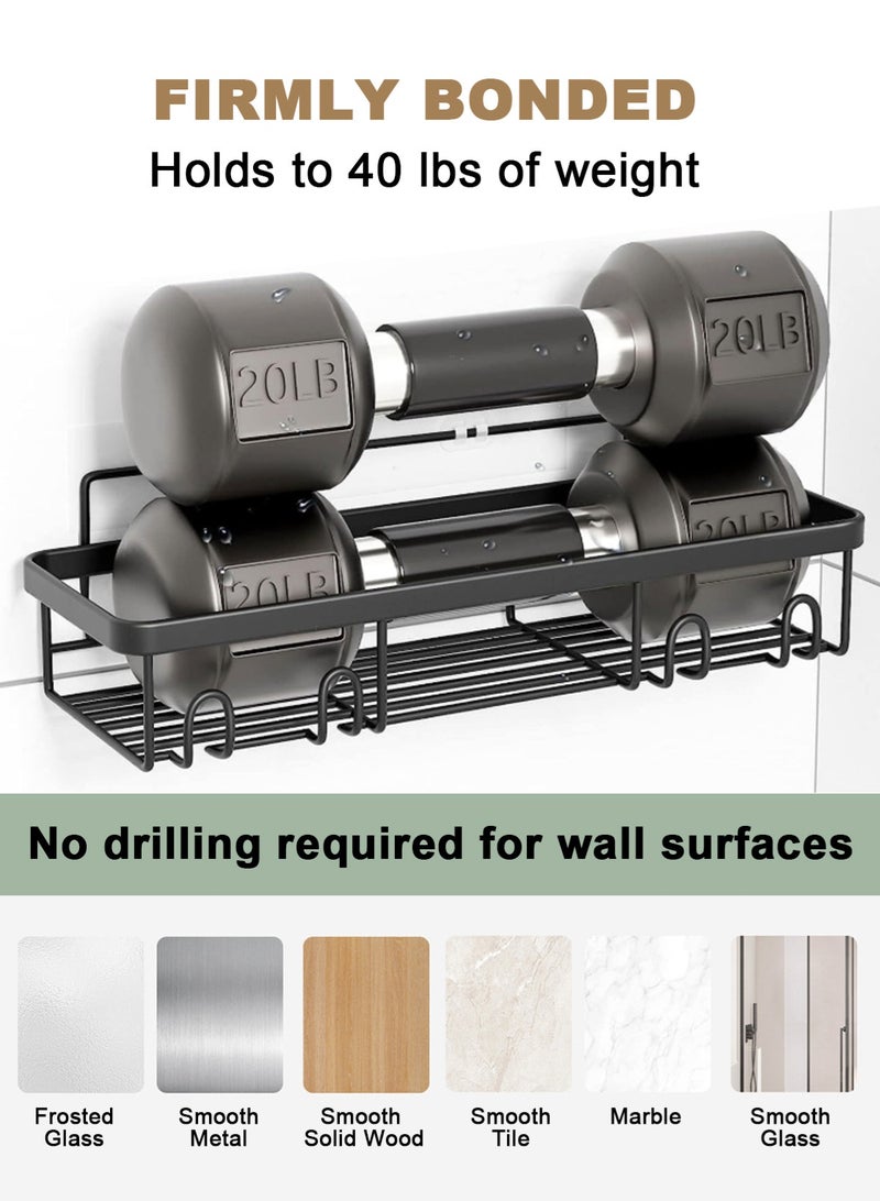هومار كيت مجموعة من 6 رفوف استحمام، تصميم متطور مقاوم للصدأ، أرفف لاصقة بدون حفر، رف مع حامل صابون، منظمات حمام كبيرة السعة وتخزين، ديكور حائط للمطبخ والمنزل - Image 4