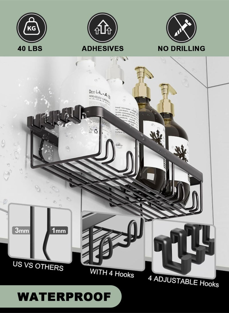 هومار كيت مجموعة من 6 رفوف استحمام، تصميم متطور مقاوم للصدأ، أرفف لاصقة بدون حفر، رف مع حامل صابون، منظمات حمام كبيرة السعة وتخزين، ديكور حائط للمطبخ والمنزل - Image 5