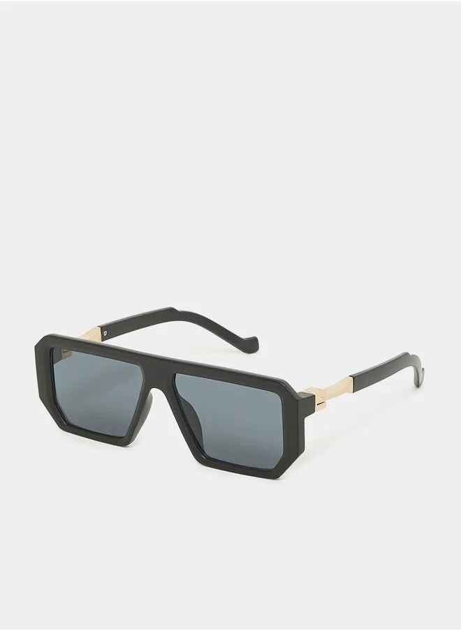 Styli Wide Frame Rectangle Sunglasses