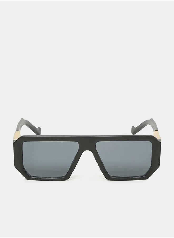 Styli Wide Frame Rectangle Sunglasses
