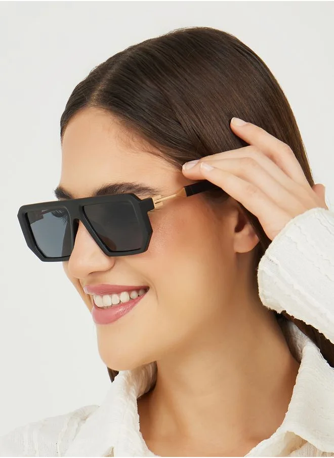 Styli Wide Frame Rectangle Sunglasses
