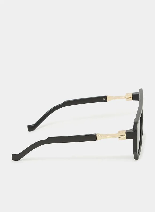 Styli Wide Frame Rectangle Sunglasses
