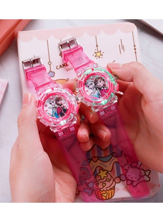 Children's Frozen Elsa Sisters Analog Quartz Watch Girls Colorful Luminous Cartoon Watch Frozen Watch Princess Analog Classic Quartz Watch Pink - view 2