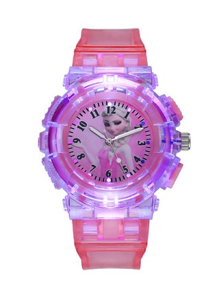 Children's Frozen Elsa Sisters Analog Quartz Watch Girls Colorful Luminous Cartoon Watch Frozen Watch Princess Analog Classic Quartz Watch Pink - view 3