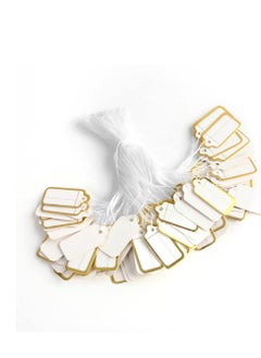 Y&D 500 Pcs Jewelry Price Tags with String Attached, Paper Labels, Display Clothing Label, Writable Price, Marking Strung Elastic and Reinforced Eyelet, Gold  - Image 1