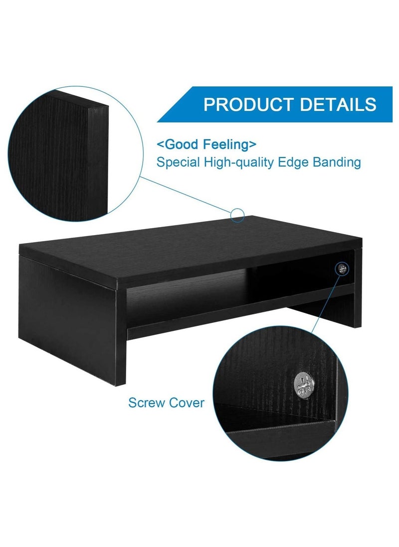 Eworld Computer Monitor Riser Laptop Stand with Cabins, Desktop Table Storage Organising Shelf Black  - Image 4